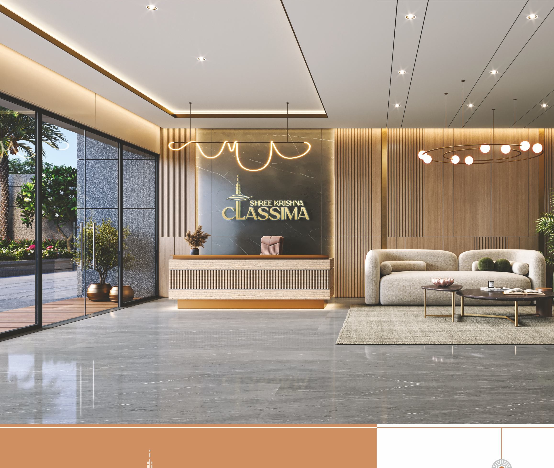 Double-height entrance lobby at Shree Krishna Classima