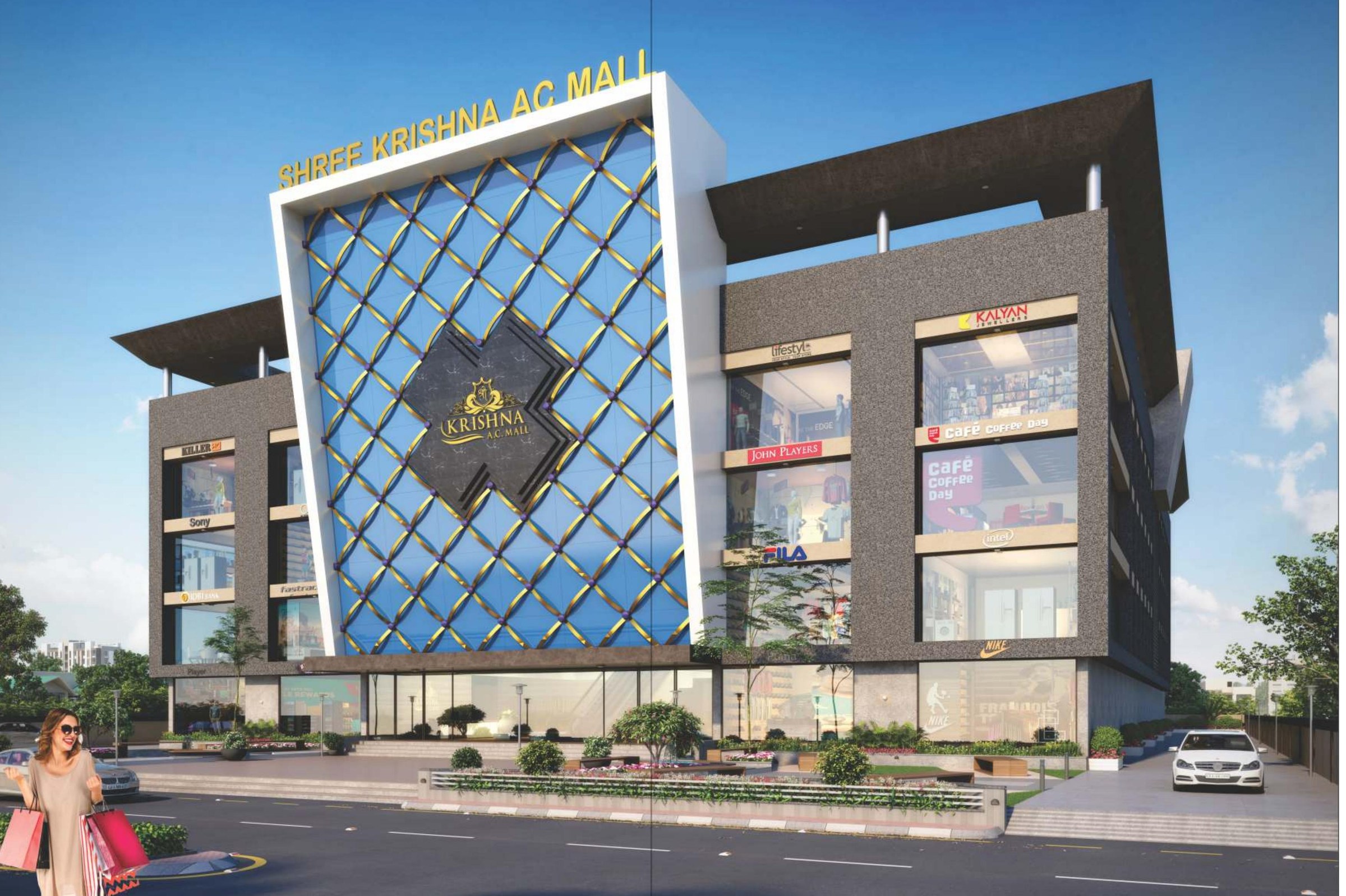 Shree Krishna AC Mall main entrance elevation, Dindoli, Surat
