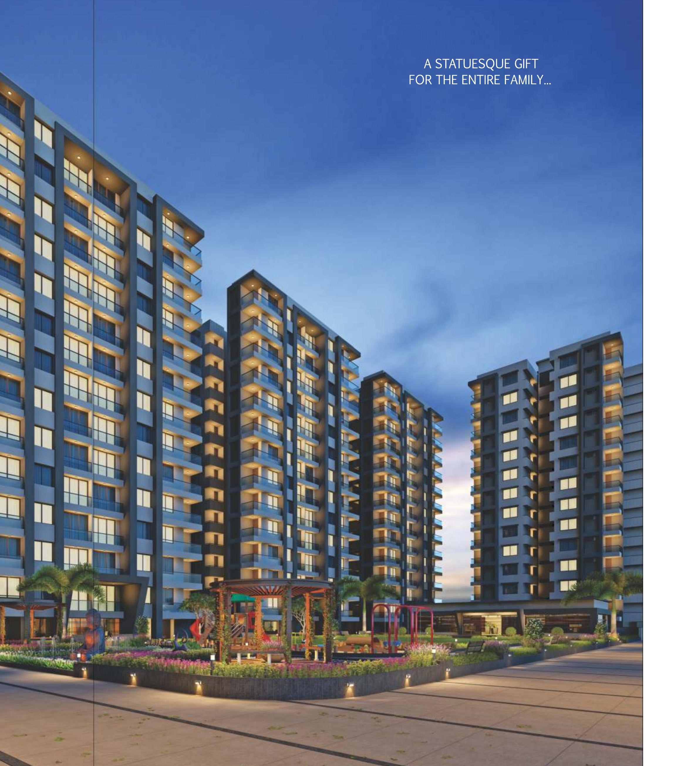 Shree Krishna Heritage tower elevation by day, Dindoli, Surat